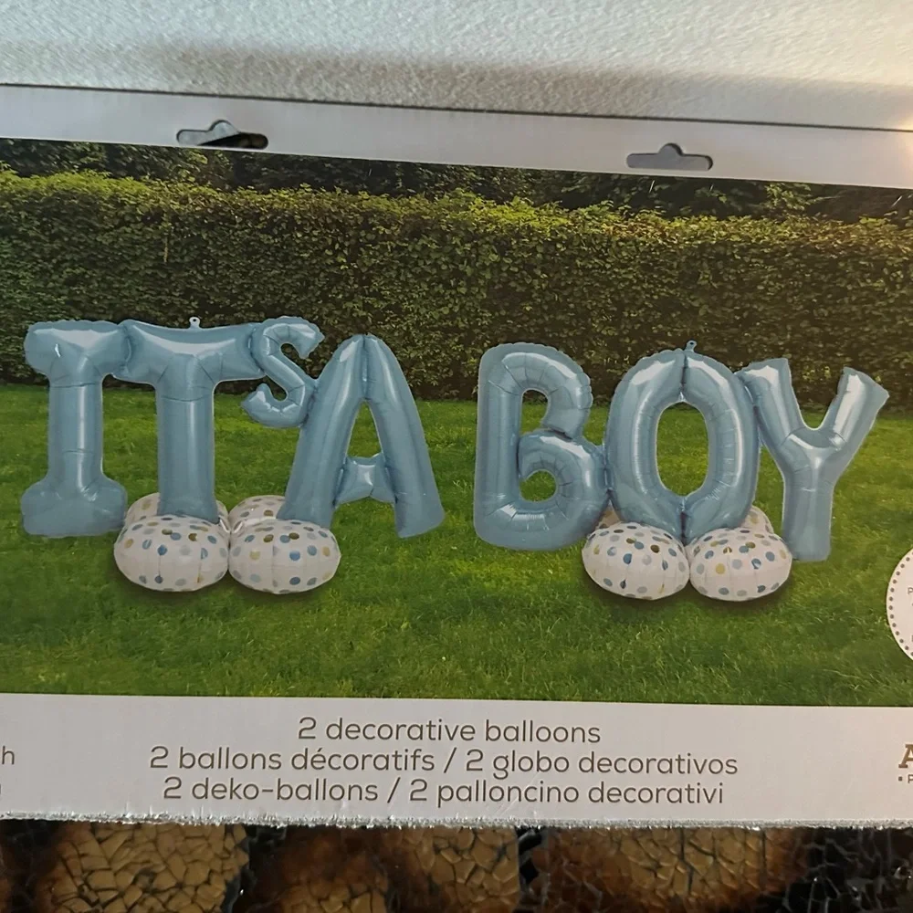 It’s A Boy Balloons Yard Decor Gender Reveal Blue White 8 Feet Indoor Outdoor